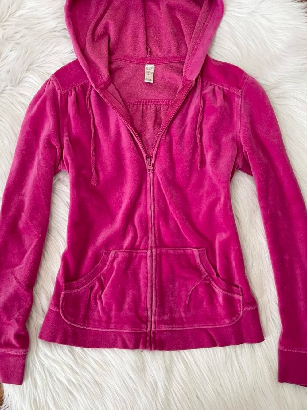 Vintage Y2K fuschia zip up track hoodie by Old Navy